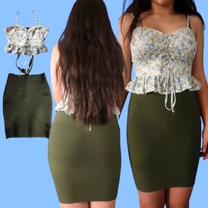 Green Mini Pencil Skirt for Night Out